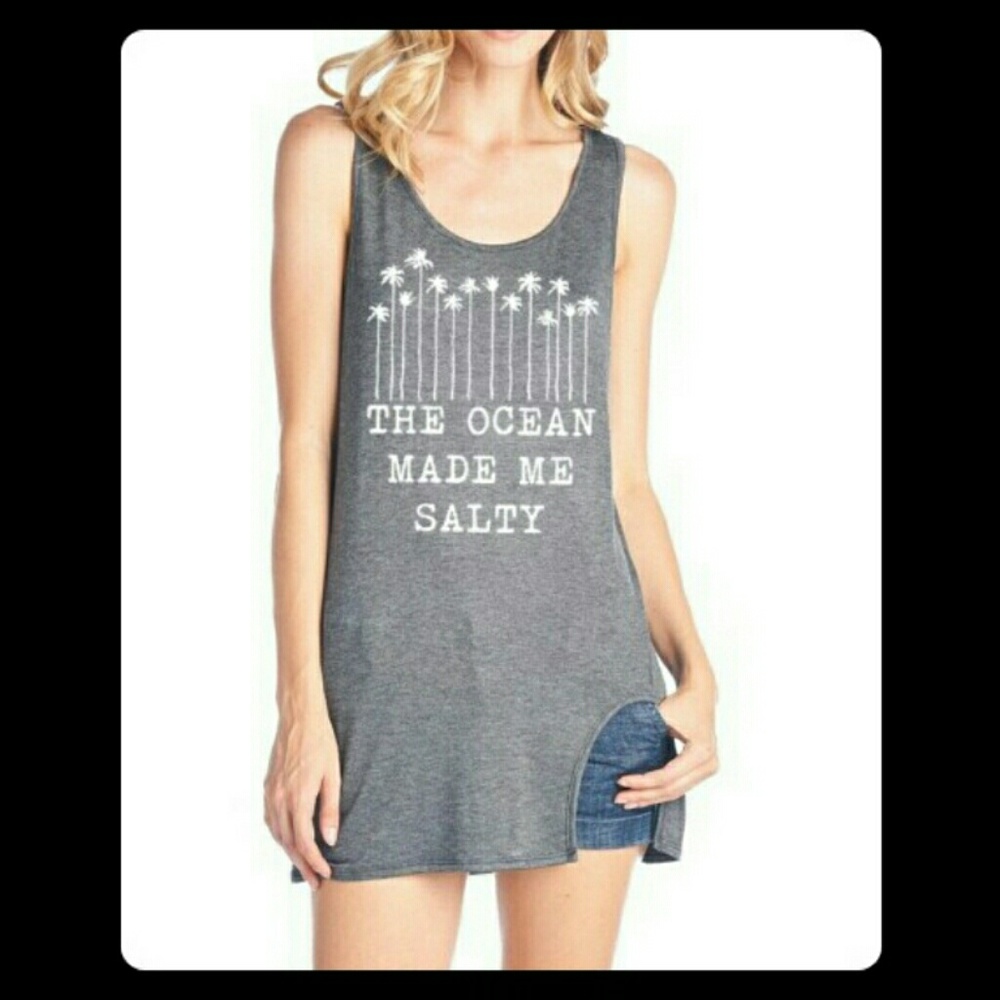 🔥SALE🔥  The Ocean Made Me Salty Tank - Charcoal