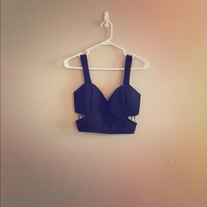 Black Zipper Crop Top
