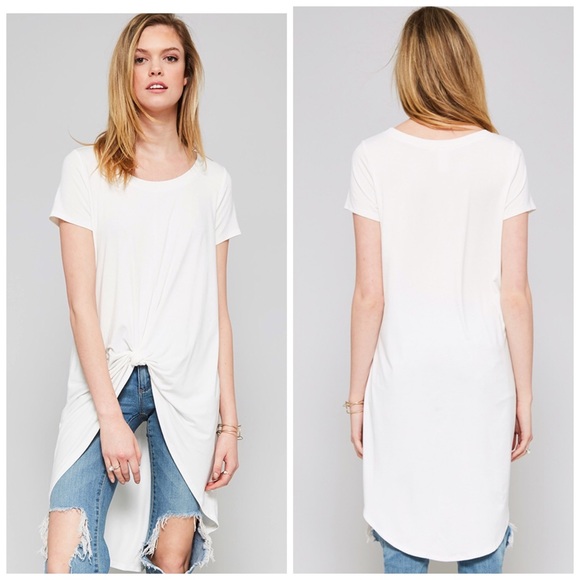 Premium Bamboo fabric knot front white tunic ❤️ - Picture 2 of 3