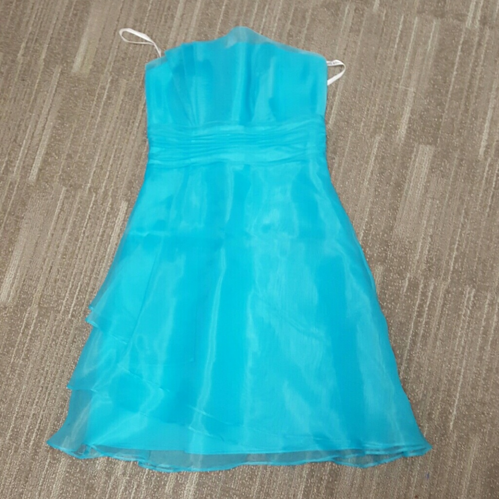 David's Bridal Strapless Bright Blue Dress size 2