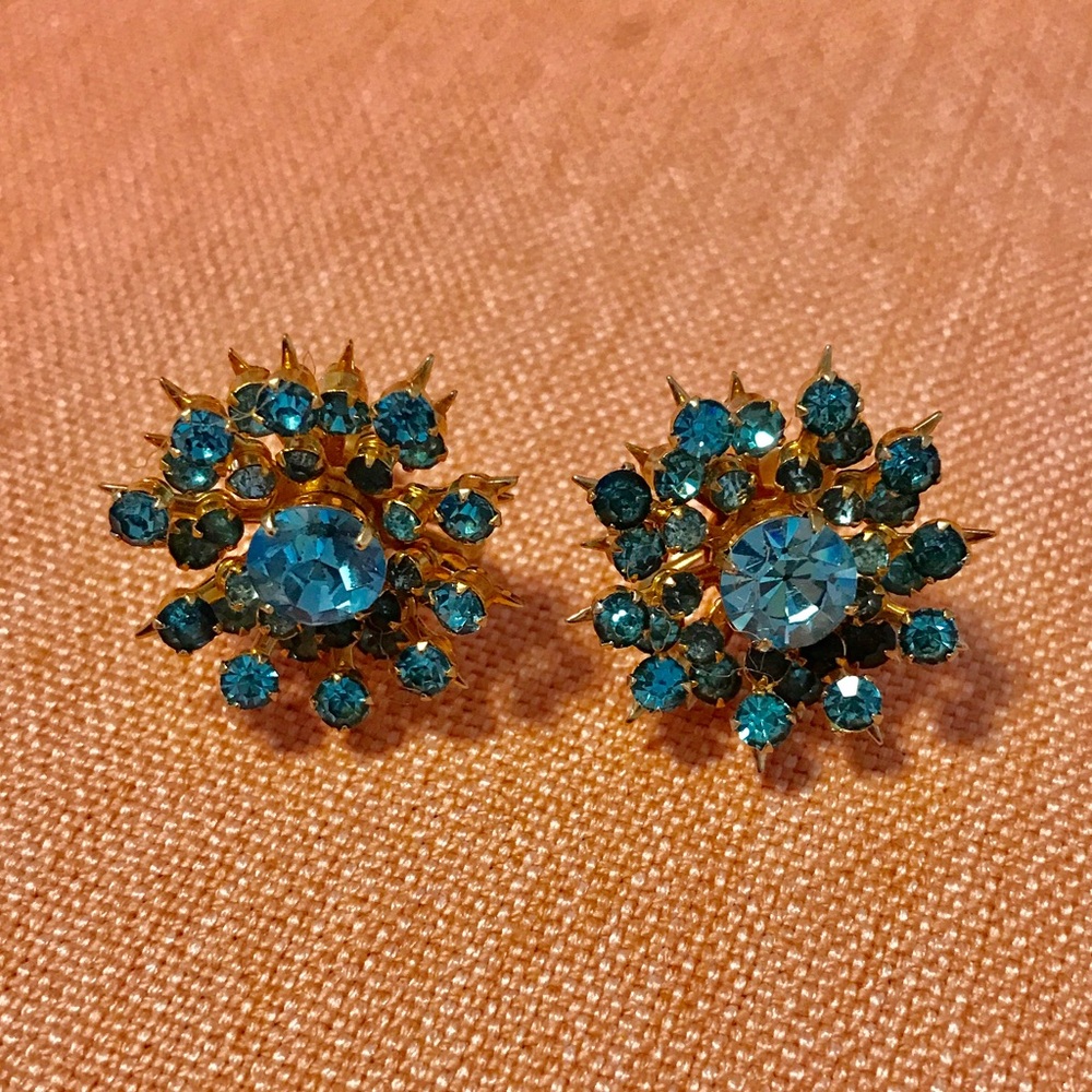 Vintage Screw Back Clip-On Sunburst Earrings
