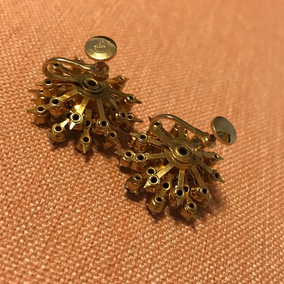 Vintage Screw Back Clip-On Sunburst Earrings - Picture 2 of 3