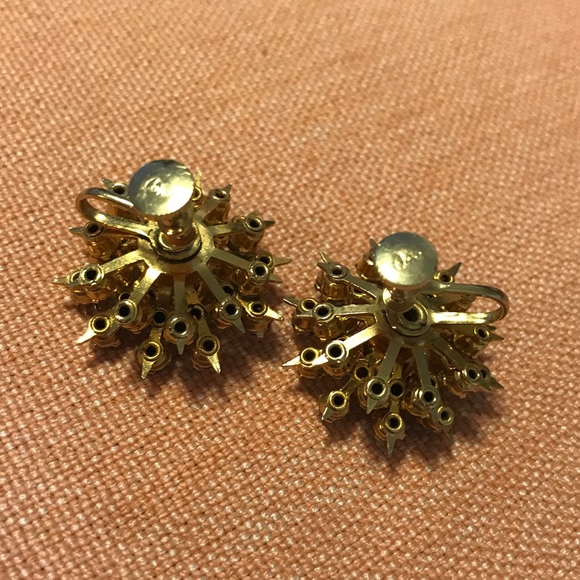 Vintage Screw Back Clip-On Sunburst Earrings - Picture 3 of 3