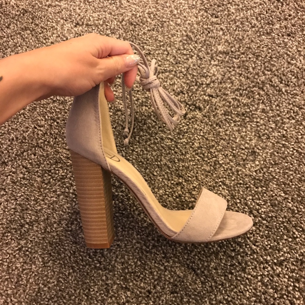 Missguided blush suede block heels