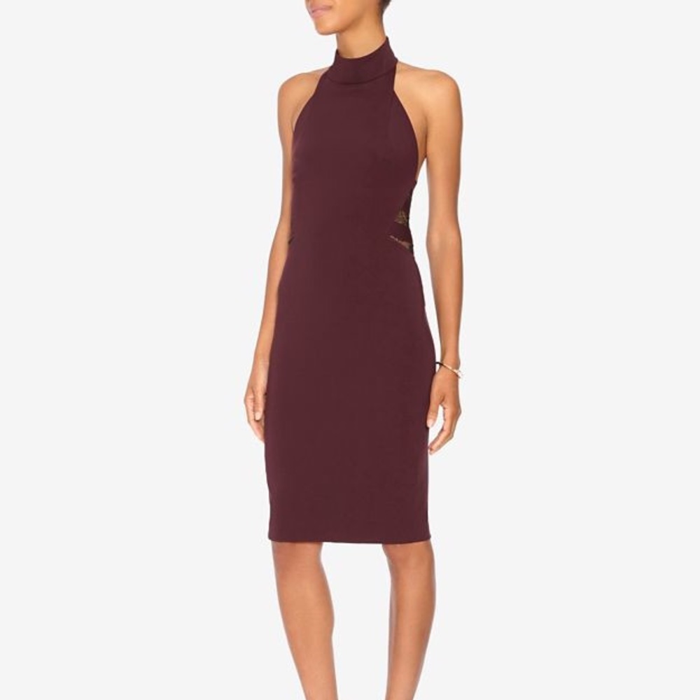 Noam Hanoch Maroon Halter Dress
