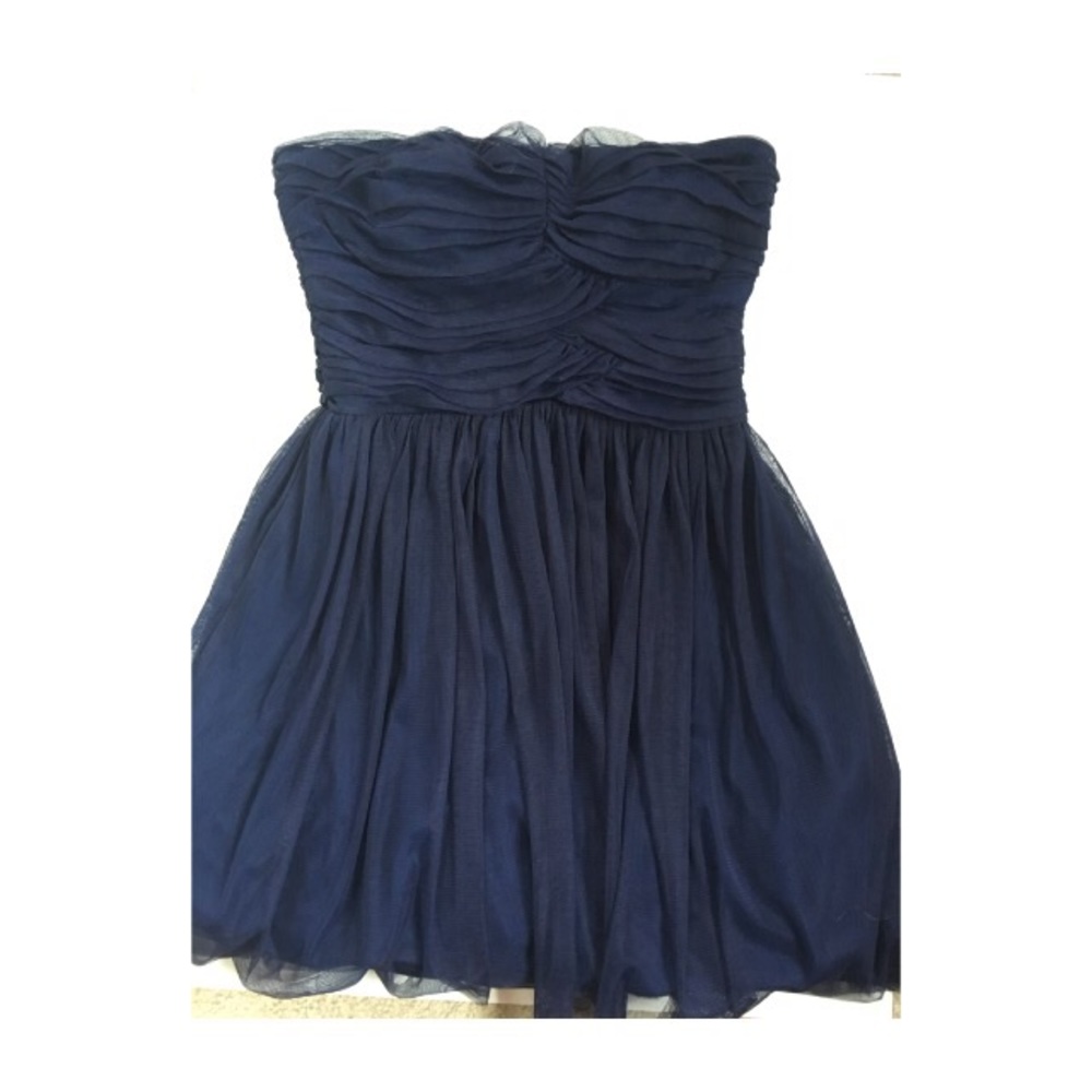 Strapless navy blue dress