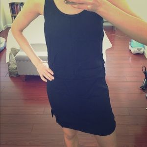 Banana republic black shift dress with gold zipper