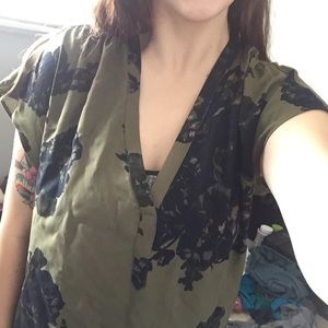 Army green floral shirt