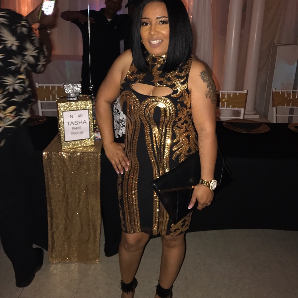 Custom Made Gold & Black Dress.