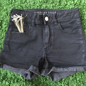 black AE denim shorts