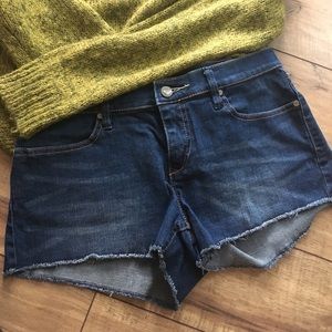 Roxy dark slightly frayed jean shorts