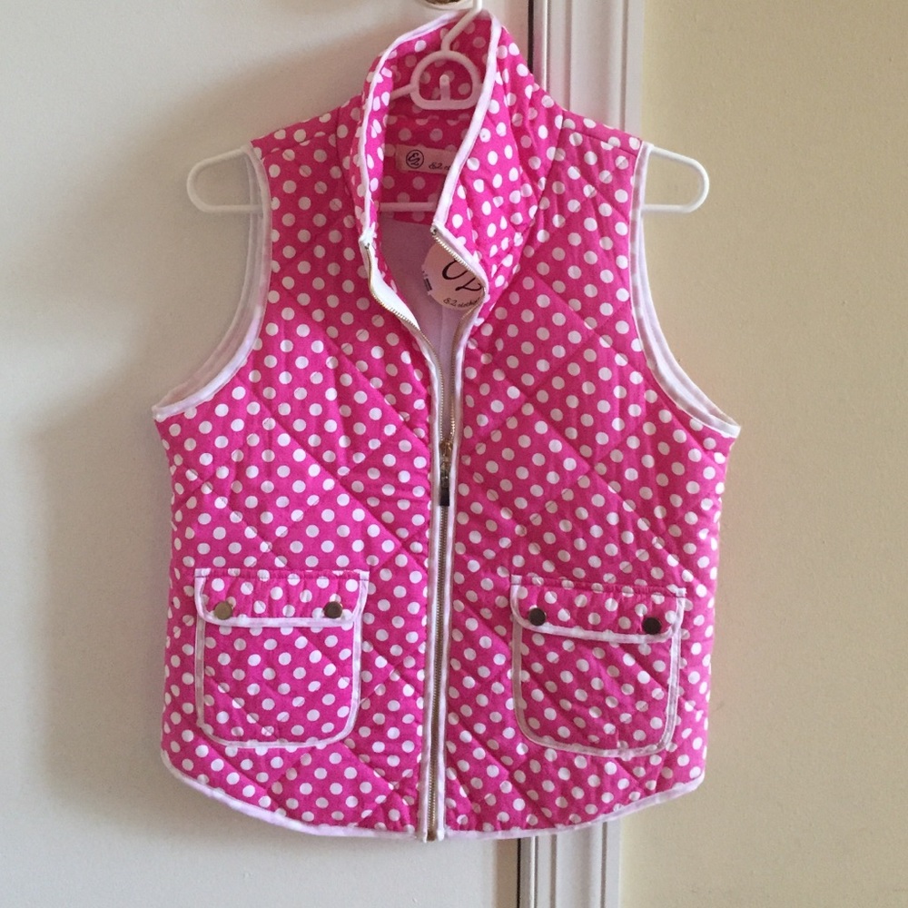 Pink and white polka dot vest
