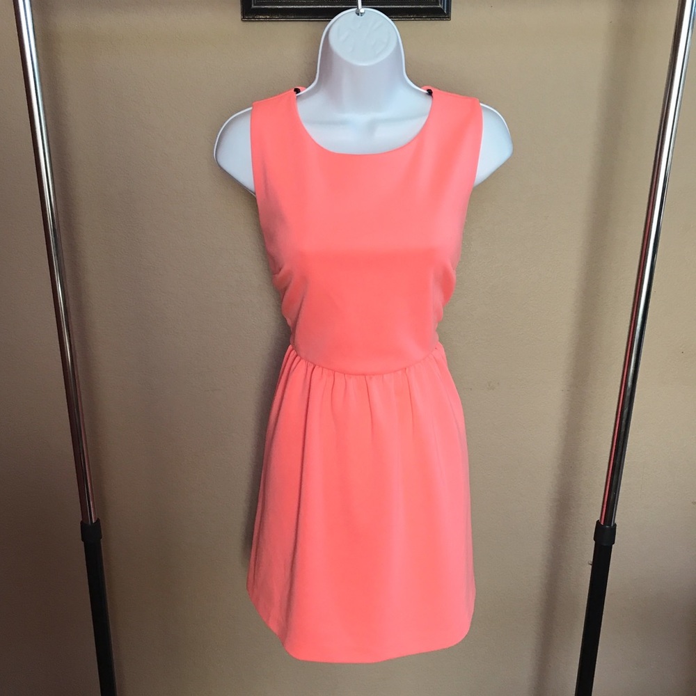 F21 Coral Scuba Knit Skater Dress