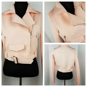 NWOT Peach Scuba Fabric Bomber Zipper Jacket