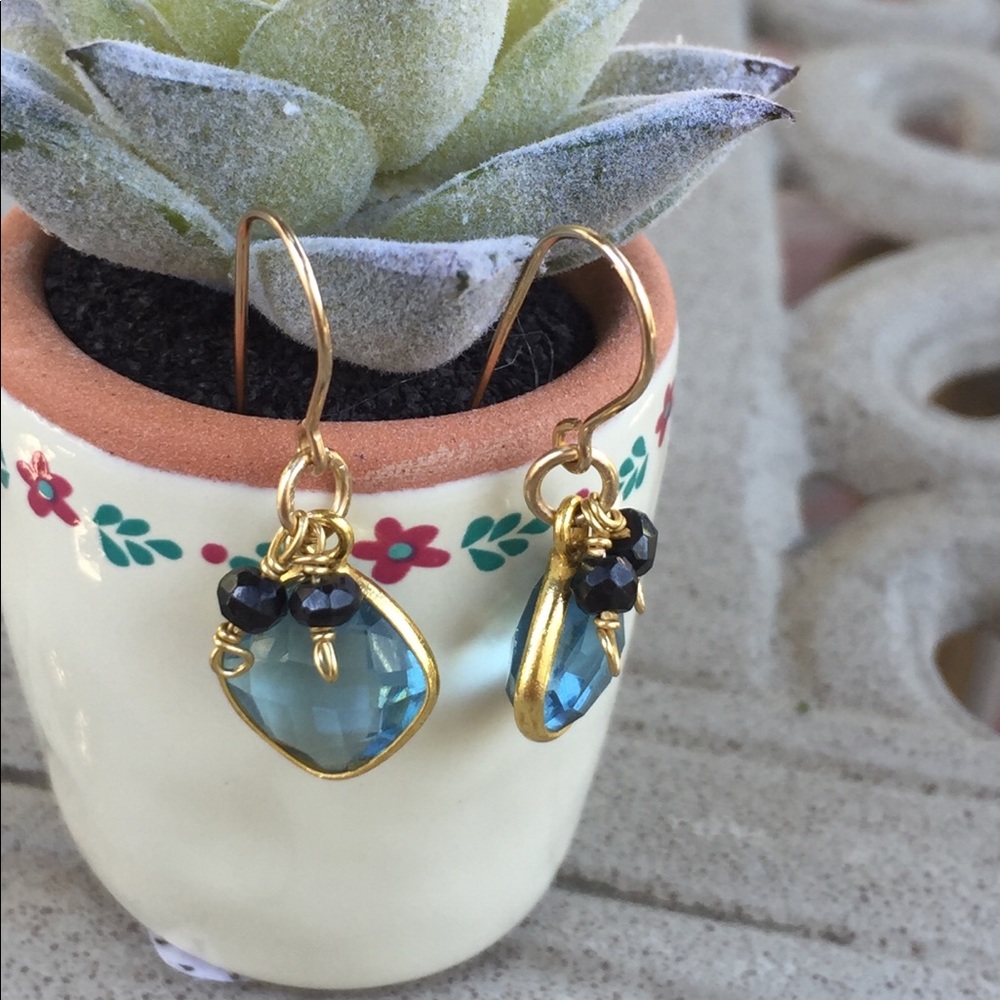 SOLD Fluorite and obsidian earrings