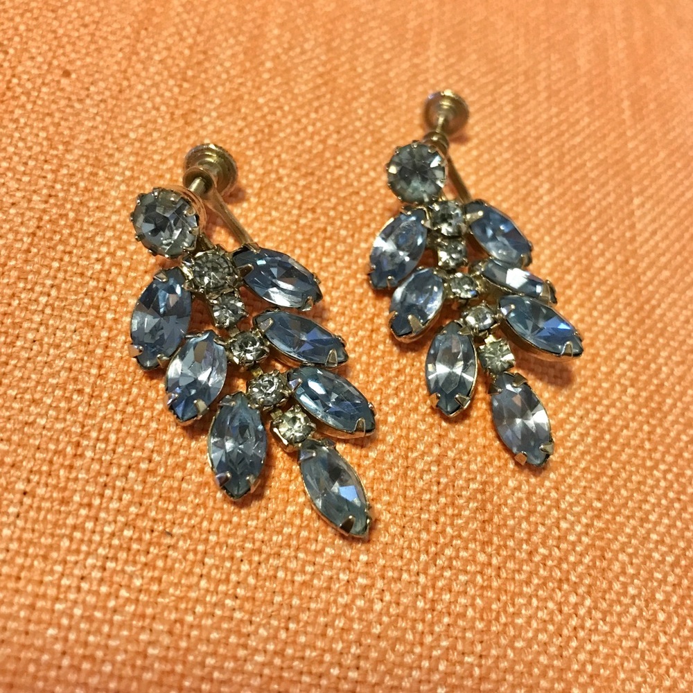 Vintage Light Blue Clip-On Earrings