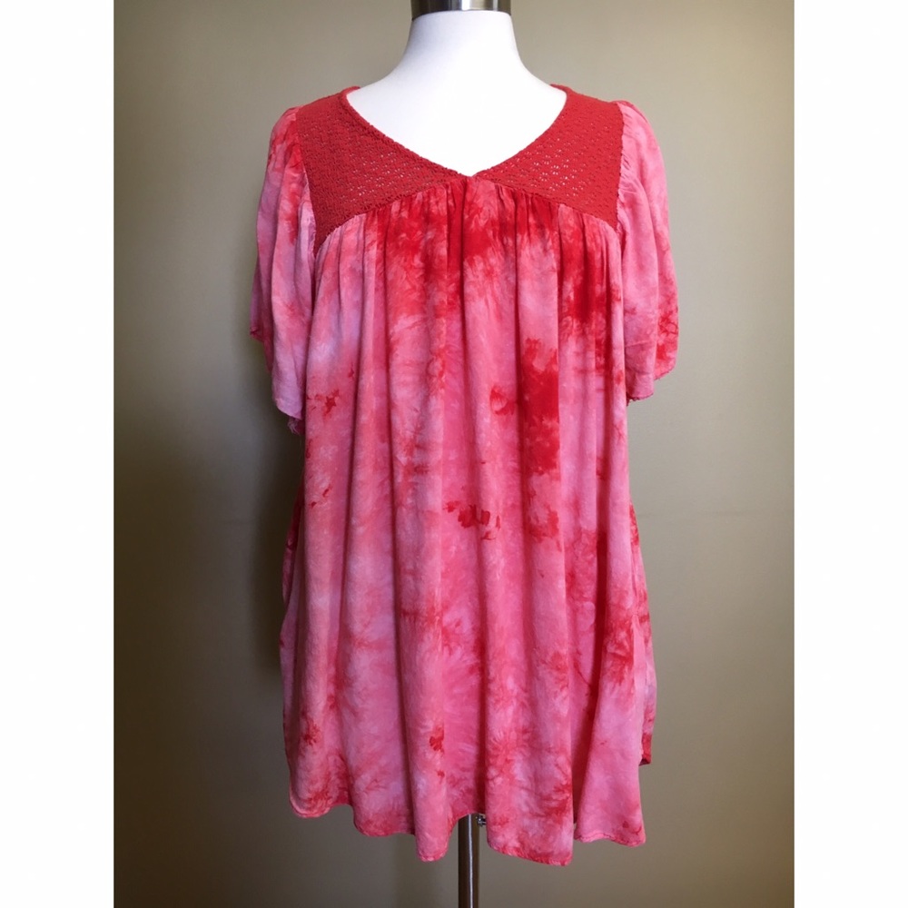 Red Umgee Tye-Dye Shift Dress with Pockets