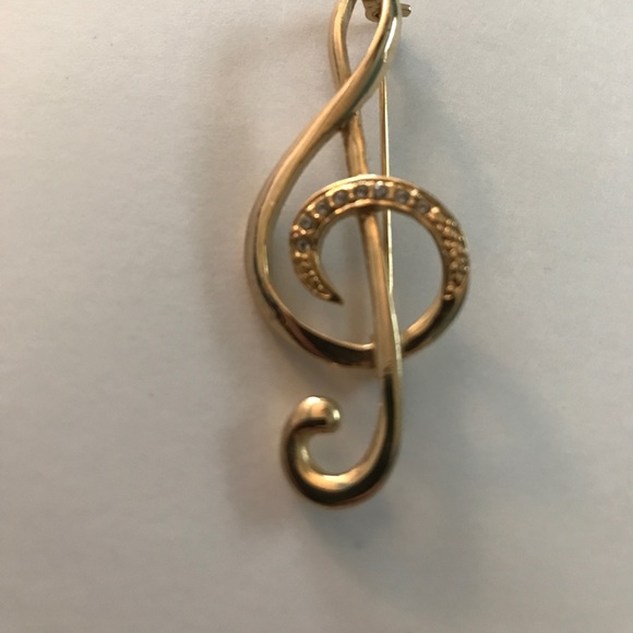 Vintage Treble Clef Brooch - Picture 3 of 3