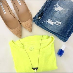 J. Crew Painter Long Sleeve Tee Neon Yellow