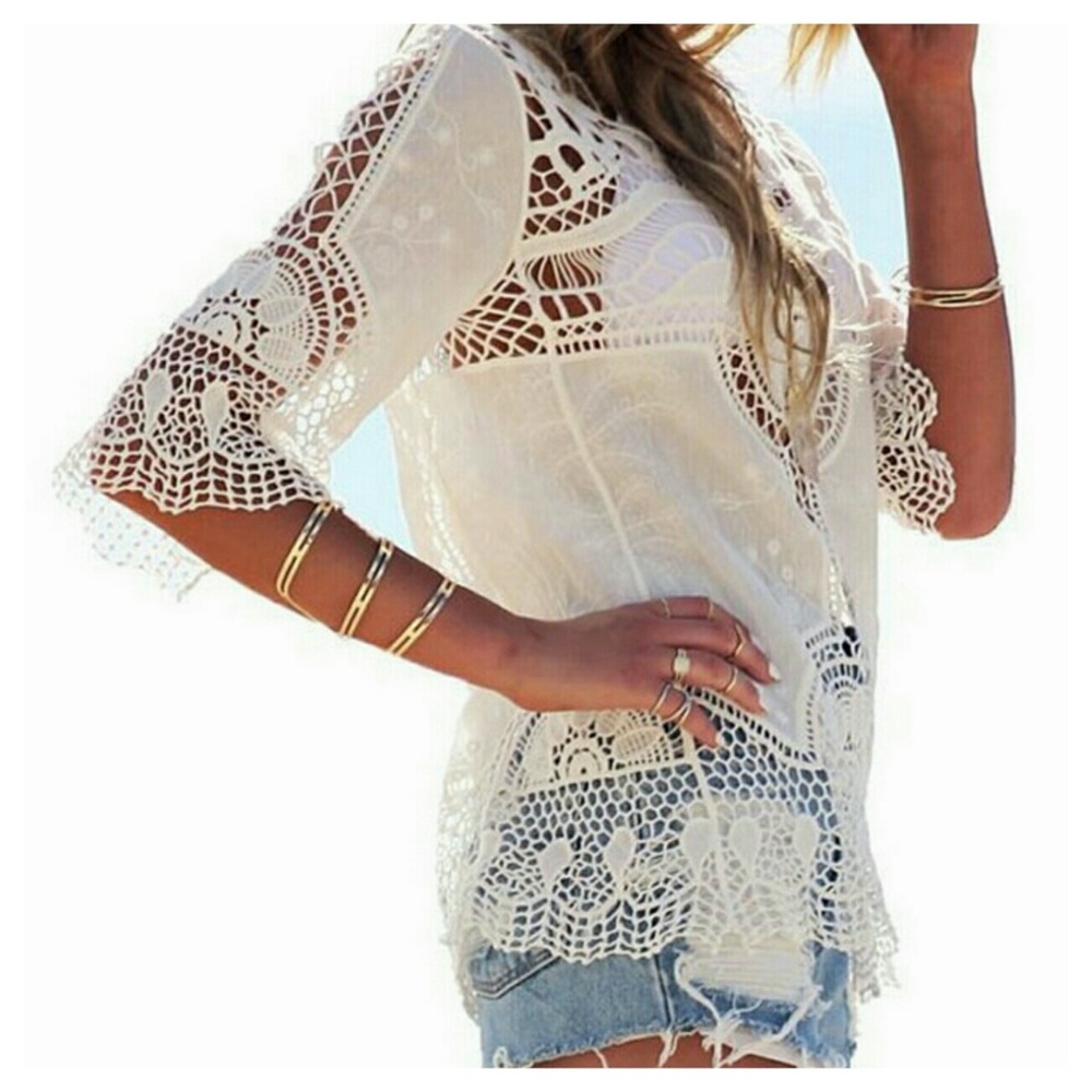 🚫SOLD🚫      LAST ONE 💗2X H.P ❤ Boho Crochet Top - Picture 2 of 6