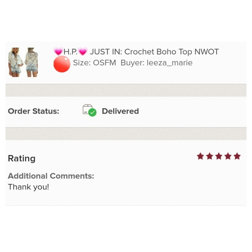 🚫SOLD🚫      LAST ONE 💗2X H.P ❤ Boho Crochet Top - Picture 6 of 6