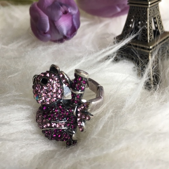 Purple panda statement ring rhinestone stretch - Picture 3 of 5