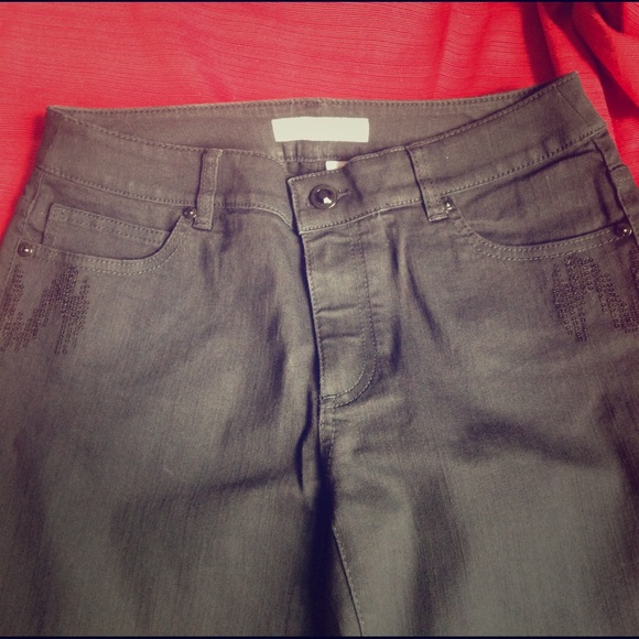 Chico's Platinum Denim Sequined Jeans - Picture 2 of 3