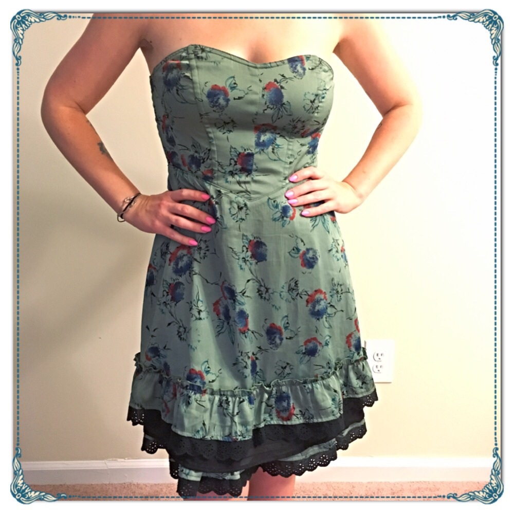 Strapless Free People green floral dress