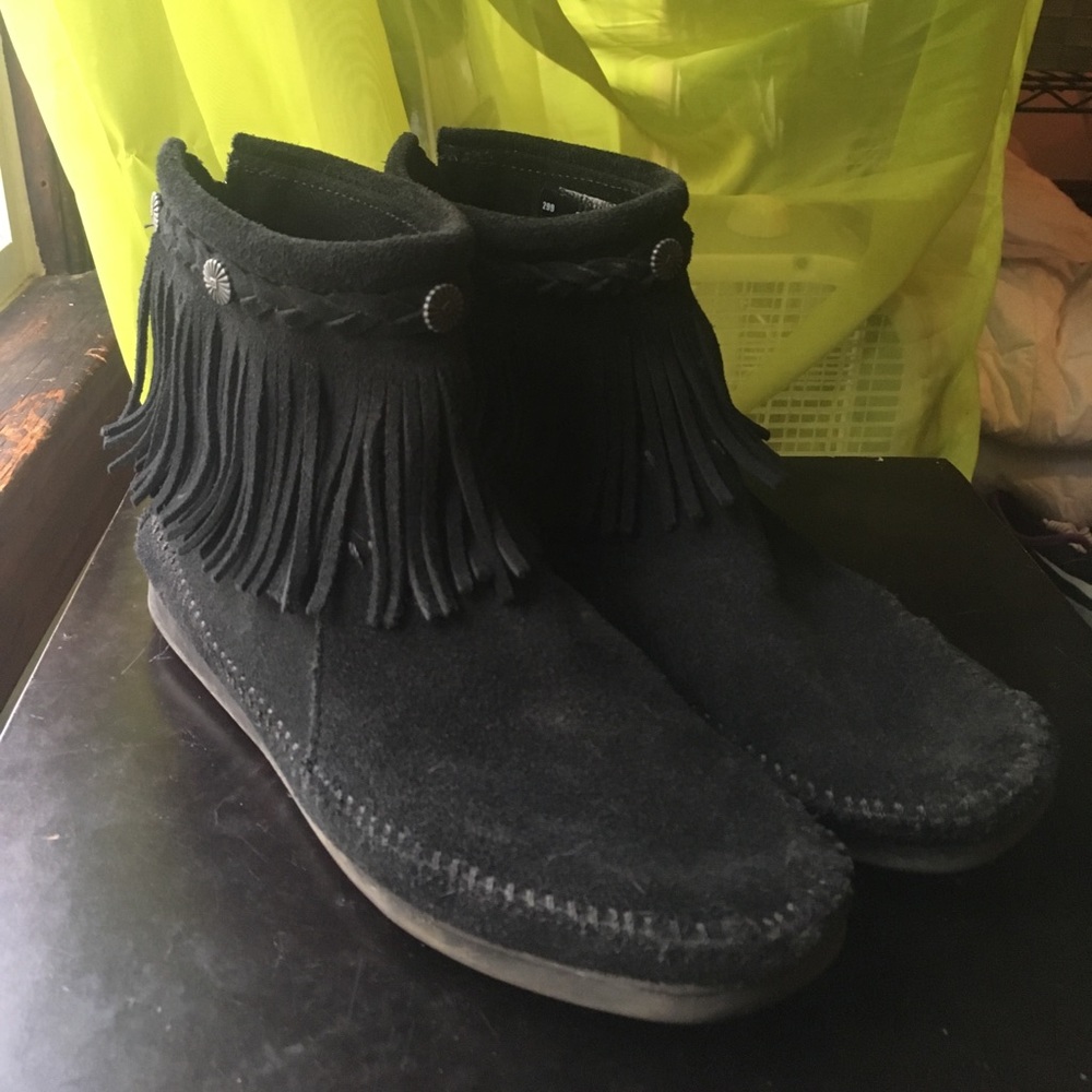 Suede Fringe Moccasin Booties