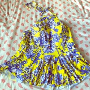 Floral High Neck Peplum Swim Tankini