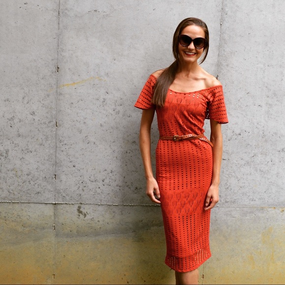 Burnt orange midi dress from Anthropologie. - Picture 1 of 3