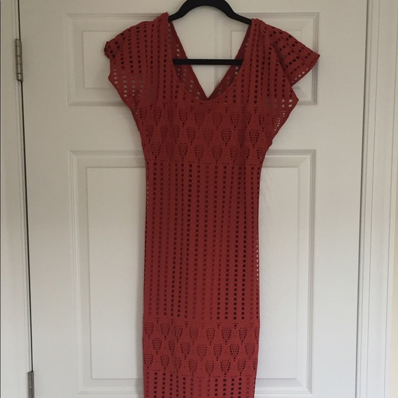 Burnt orange midi dress from Anthropologie. - Picture 2 of 3