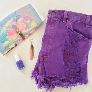 Levi's Dark Purple Cutoff Frayed Shorts