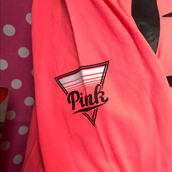 🆕NWT VS PINK neon coral open back campus tee - Picture 3 of 4
