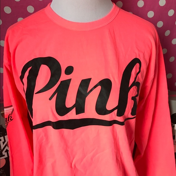 🆕NWT VS PINK neon coral open back campus tee - Picture 4 of 4