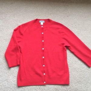 Red 3/4 length cashmere cardigan