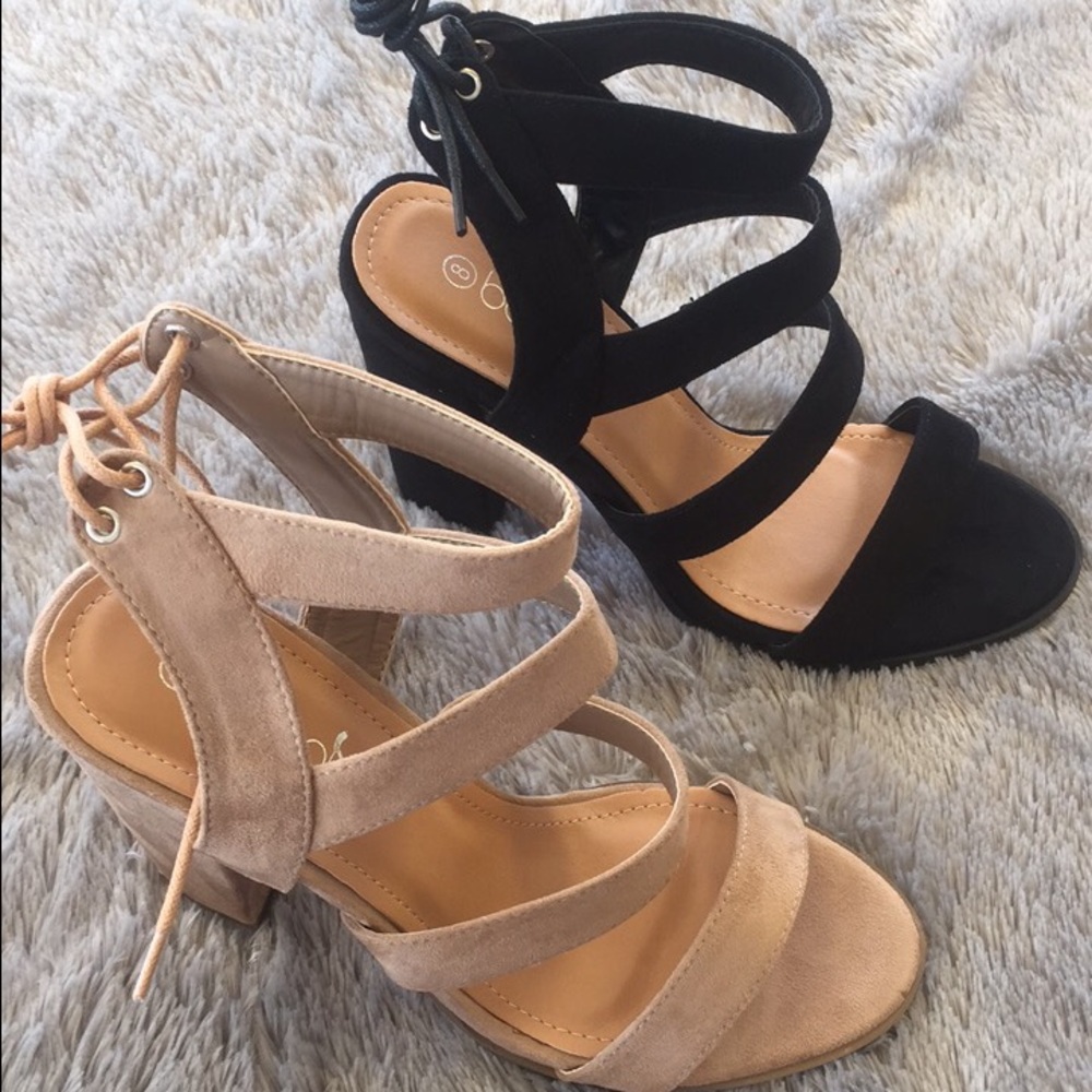 Suede Strappy Heels - Beige *CLEARANCE* - Picture 4 of 6