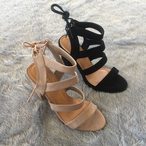 Suede Strappy Heels - Beige *CLEARANCE* - Picture 3 of 6