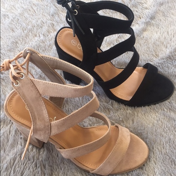 Suede Strappy Heels - Black *CLEARANCE* - Picture 4 of 5