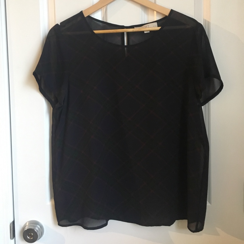 LOFT Sheer Plaid Blouse