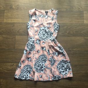 pale pink black and white floral dress