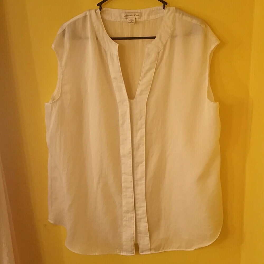 White Button Down Sleeveless Top