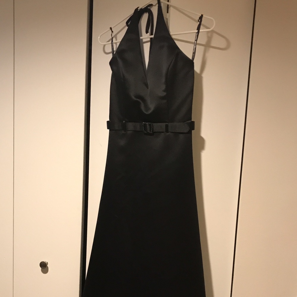Black belted halter formal dress - size 4