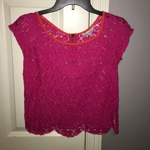 pink lace top