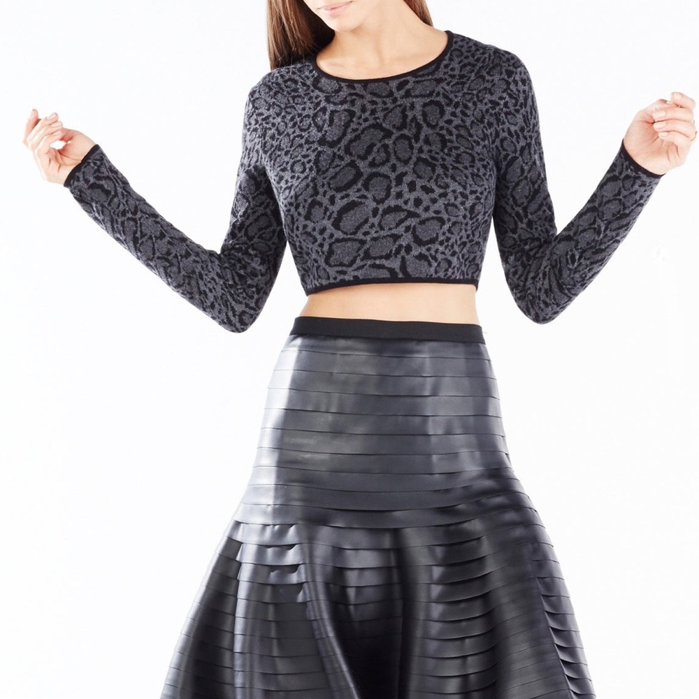 BCBGMaxAzria Jacquard Cropped Sweater