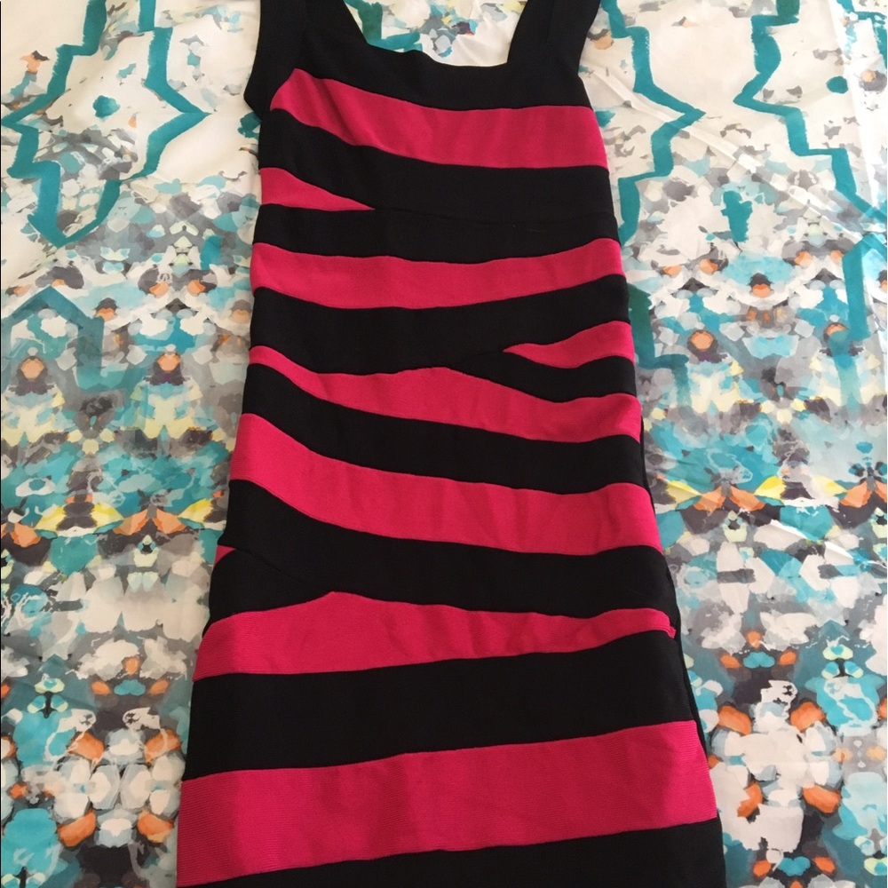 Pink and black bandage Bebe dress
