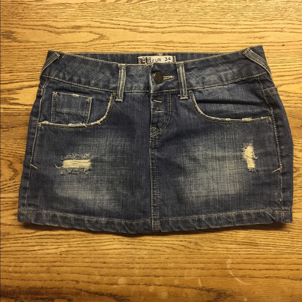 Zara TRF short denim skirt with holes