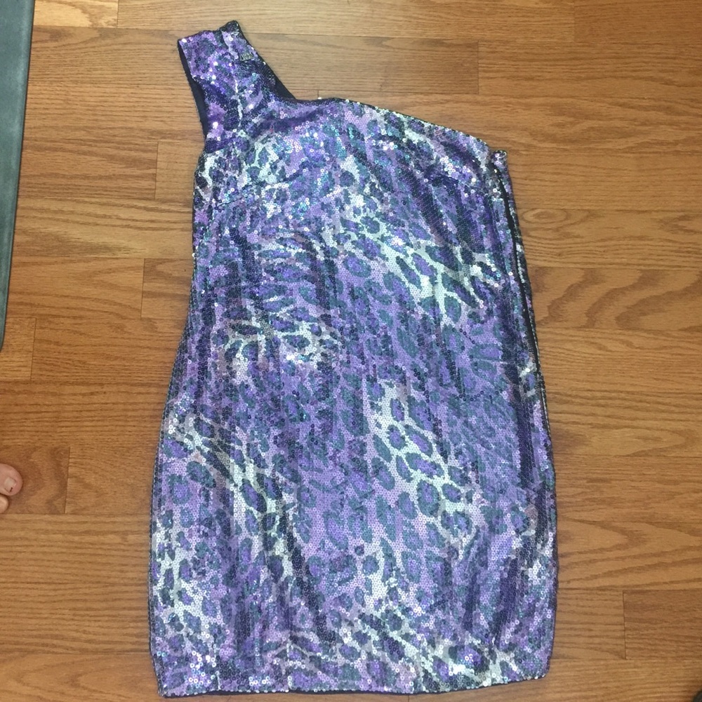 Miss sixty sequin leopard mini purple black silver