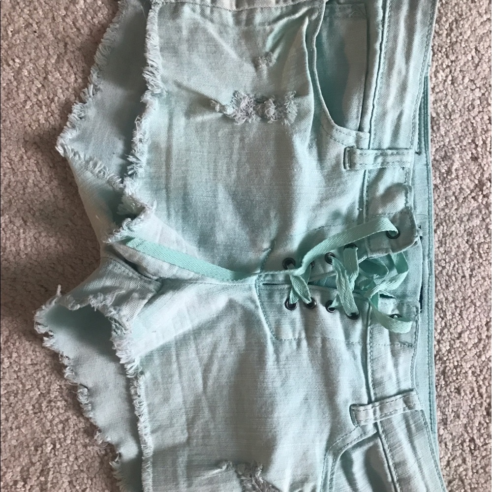 Cute Light Aqua shorts with tie up detail
