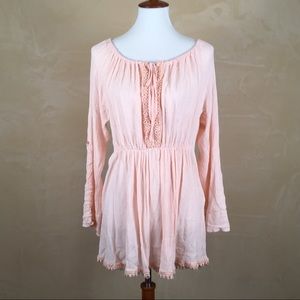 Giulia Made in Italy Peasant Blouse Blush Pink S